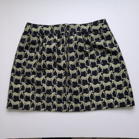 Crown Ivy Black Gold Zebra Print Skirt 16 Jacquard Above Knee Lined A-line - Picture 5 of 9